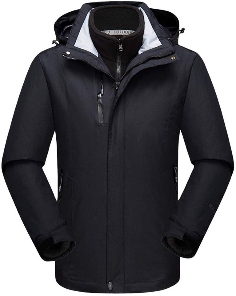 Chaqueta de Esquí con Capucha Hombre - 3 en 1 Abrigo Impermeable Rompevientos Cálido Traje de Nieve Lana Interior para Corriendo Excursionismo Montañismo