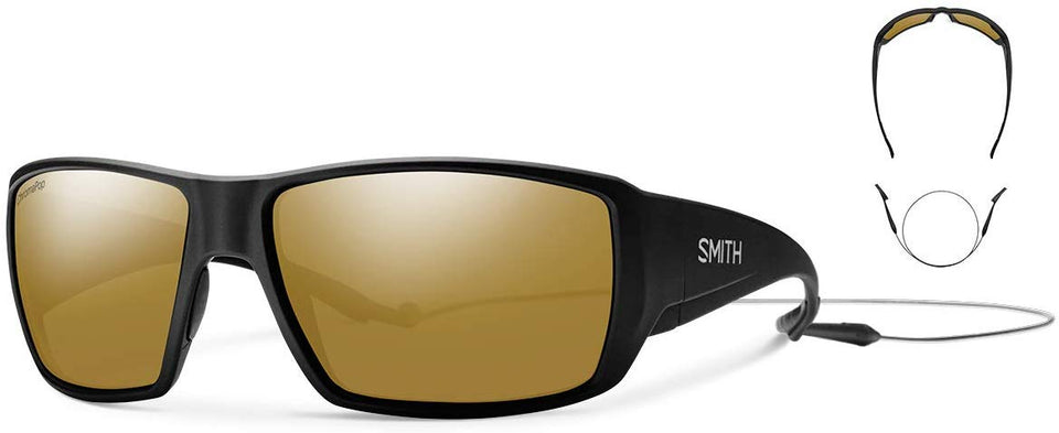 Smith Guides Choice - anteojos de Sol polarizadas de Vidrio Chapado en Cromo, Color Negro Mate
