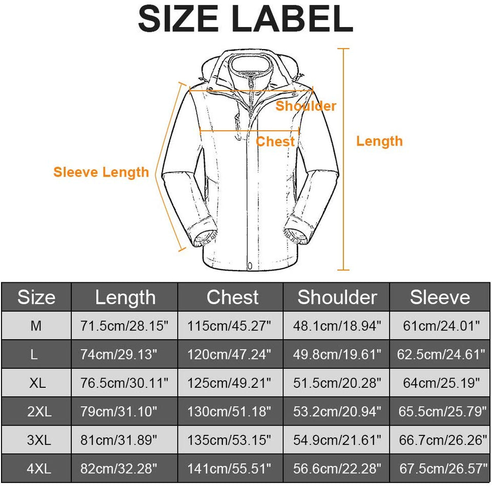 Chaqueta de Esquí con Capucha Hombre - 3 en 1 Abrigo Impermeable Rompevientos Cálido Traje de Nieve Lana Interior para Corriendo Excursionismo Montañismo