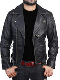 Chicago Super Fashions Cafe Racer - Chamarra de Piel Envejecida para Moto