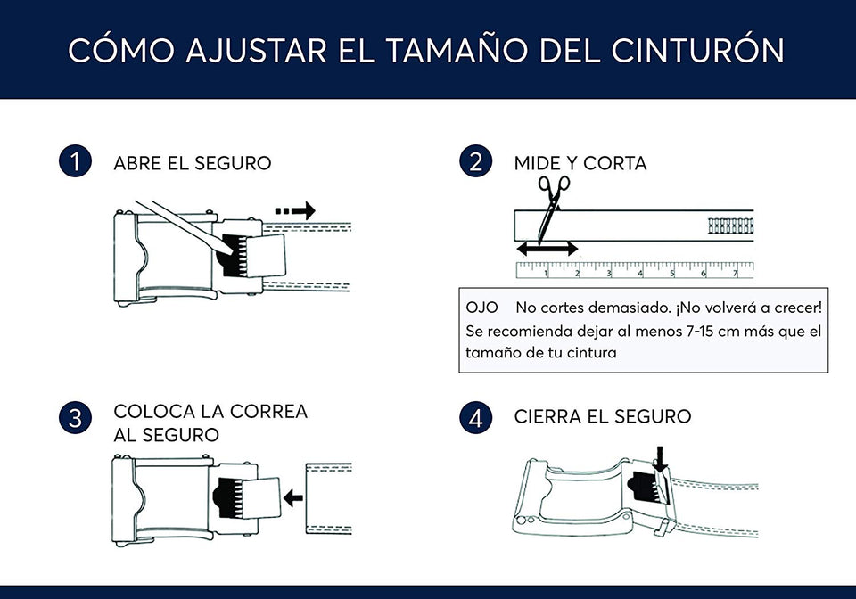 SIGLO® Cinturón para Hombres de Piel con Hebilla Automática y Diseño sin Agujeros, Tamaños 30-44