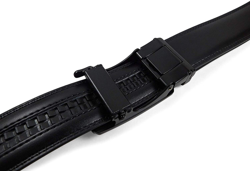 SIGLO® Cinturón para Hombres de Piel con Hebilla Automática y Diseño sin Agujeros, Tamaños 30-44