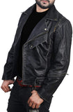 Chicago Super Fashions Cafe Racer - Chamarra de Piel Envejecida para Moto