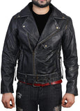 Chicago Super Fashions Cafe Racer - Chamarra de Piel Envejecida para Moto