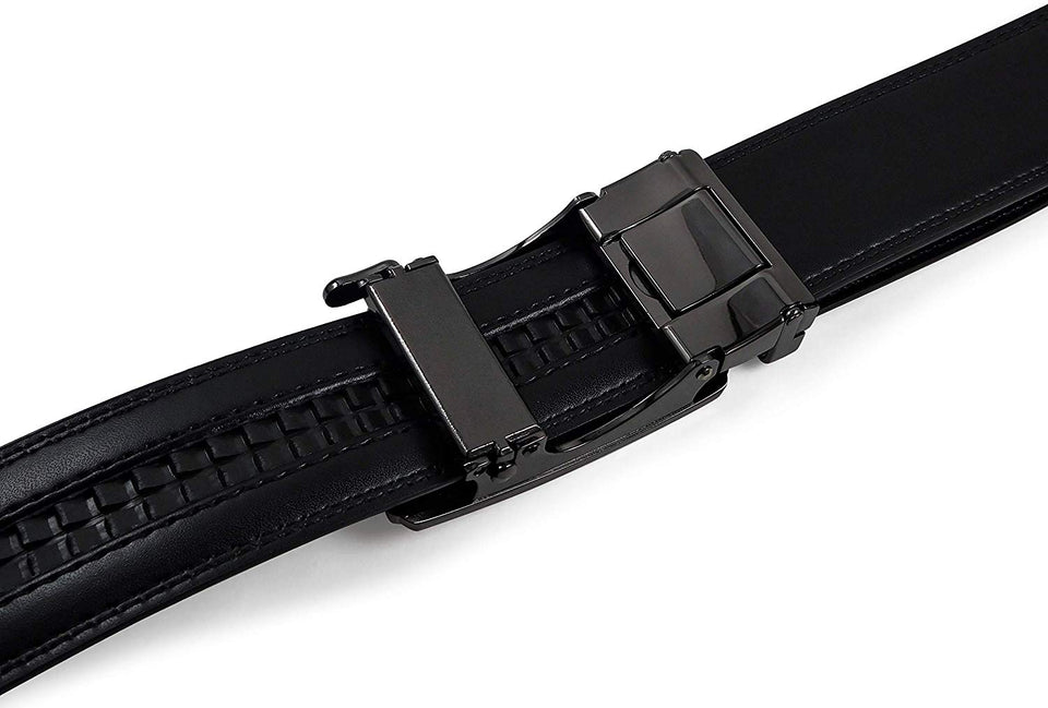 SIGLO® Cinturón para Hombres de Piel con Hebilla Automática y Diseño sin Agujeros, Tamaños 30-44