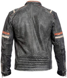 Chicago Super Fashions Cafe Racer - Chamarra de Piel Envejecida para Moto
