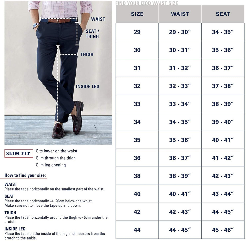 IZOD pantalón Chino de Corte Recto con Frente Plano para Hombre