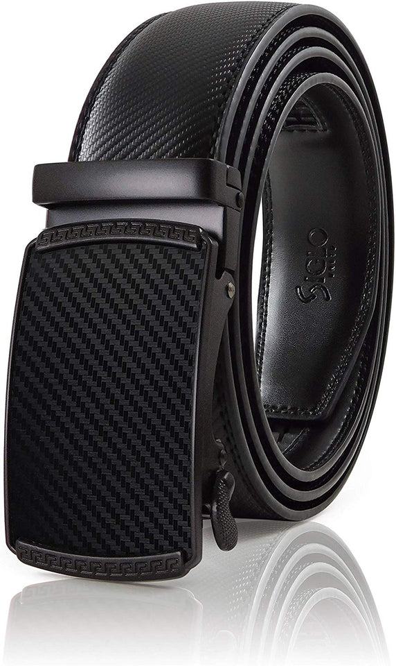 SIGLO® Cinturón para Hombres de Piel con Hebilla Automática y Diseño sin Agujeros, Tamaños 30-44