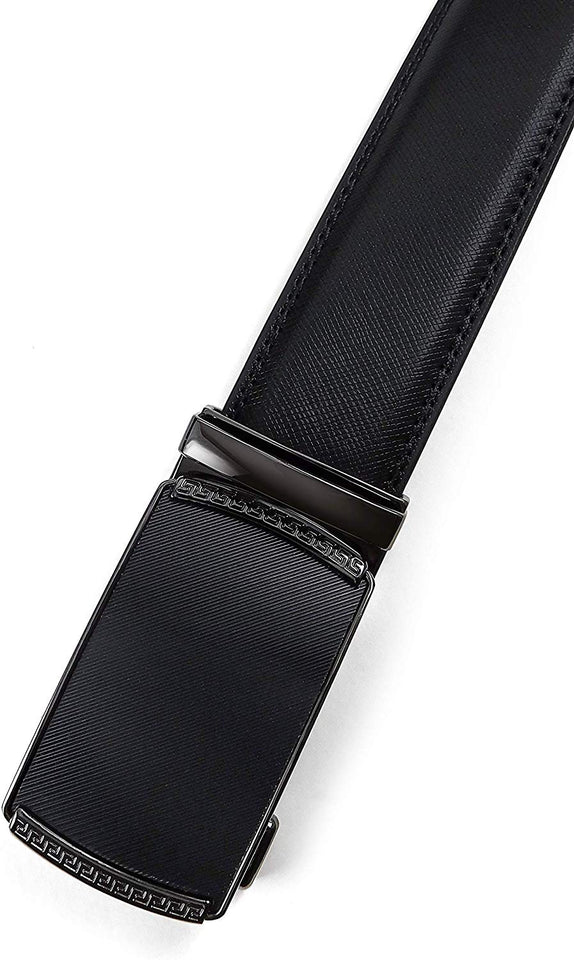 SIGLO® Cinturón para Hombres de Piel con Hebilla Automática y Diseño sin Agujeros, Tamaños 30-44