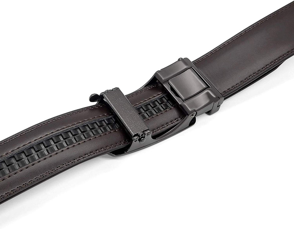 SIGLO® Cinturón para Hombres de Piel con Hebilla Automática y Diseño sin Agujeros, Tamaños 30-44