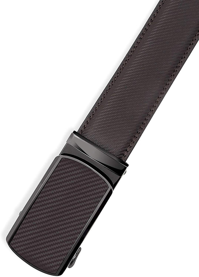 SIGLO® Cinturón para Hombres de Piel con Hebilla Automática y Diseño sin Agujeros, Tamaños 30-44