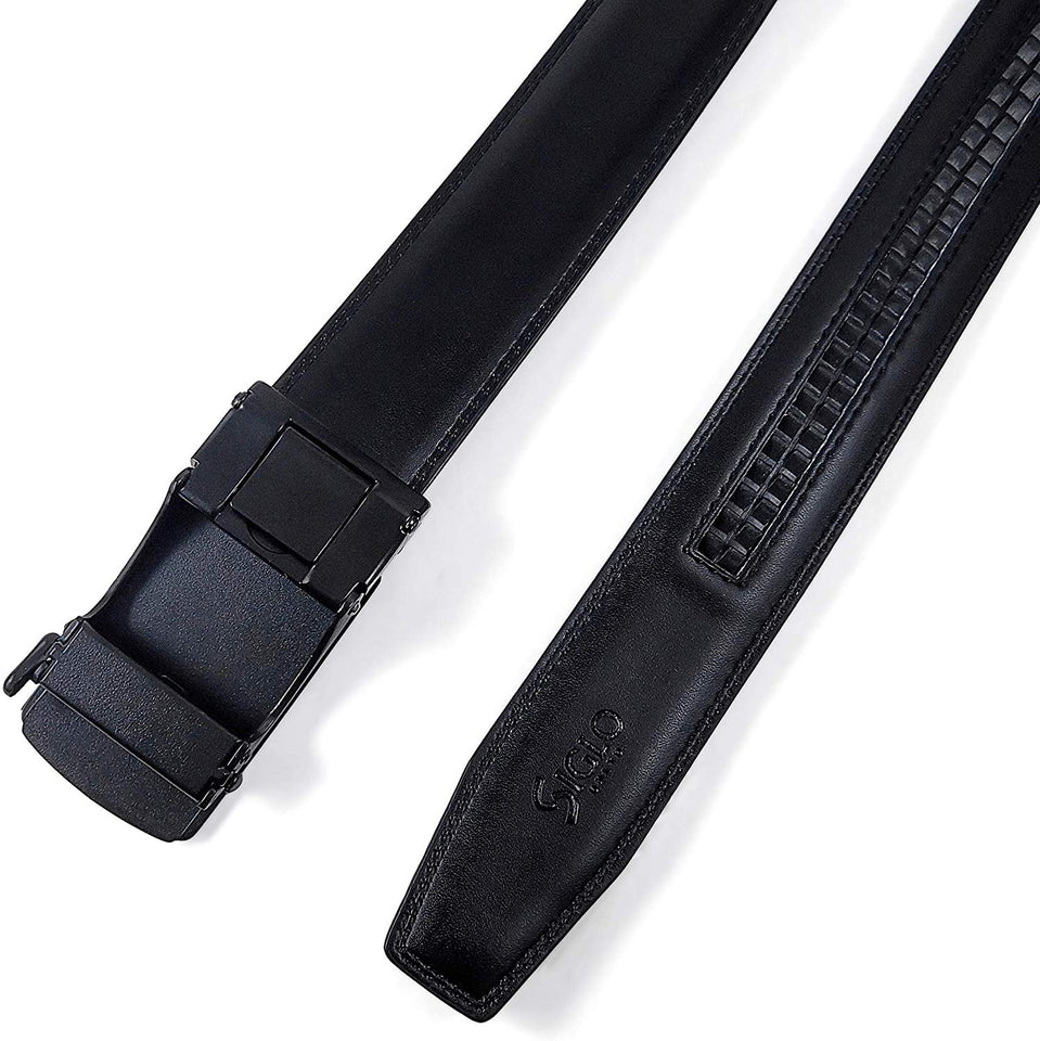 SIGLO® Cinturón para Hombres de Piel con Hebilla Automática y Diseño sin Agujeros, Tamaños 30-44